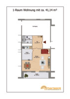 Grundriss 1-Raum-Wohnung 41,14 qm