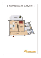 Grundriss 2-Raum-Wohnung 50,42 qm