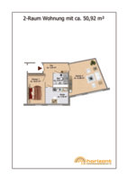 Grundriss 2-Raum-Wohnung 50,92 qm