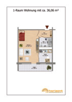Grundriss 1-Raum-Wohnung 36,06 qm