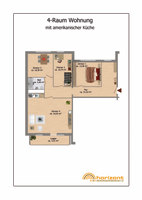 Grundriss 4-Raum-Wohnung mit amerikanischer Küche