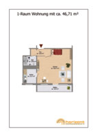 Grundriss 1-Raum-Wohnung 46,41 qm